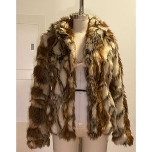Womens Brown Faux Fur Jacket